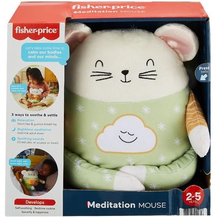 Fisher-Price HHH44 - Meditations-Maus – Entspannungs- und Schlafhilfe mit geführter Tages- und Abendmeditation