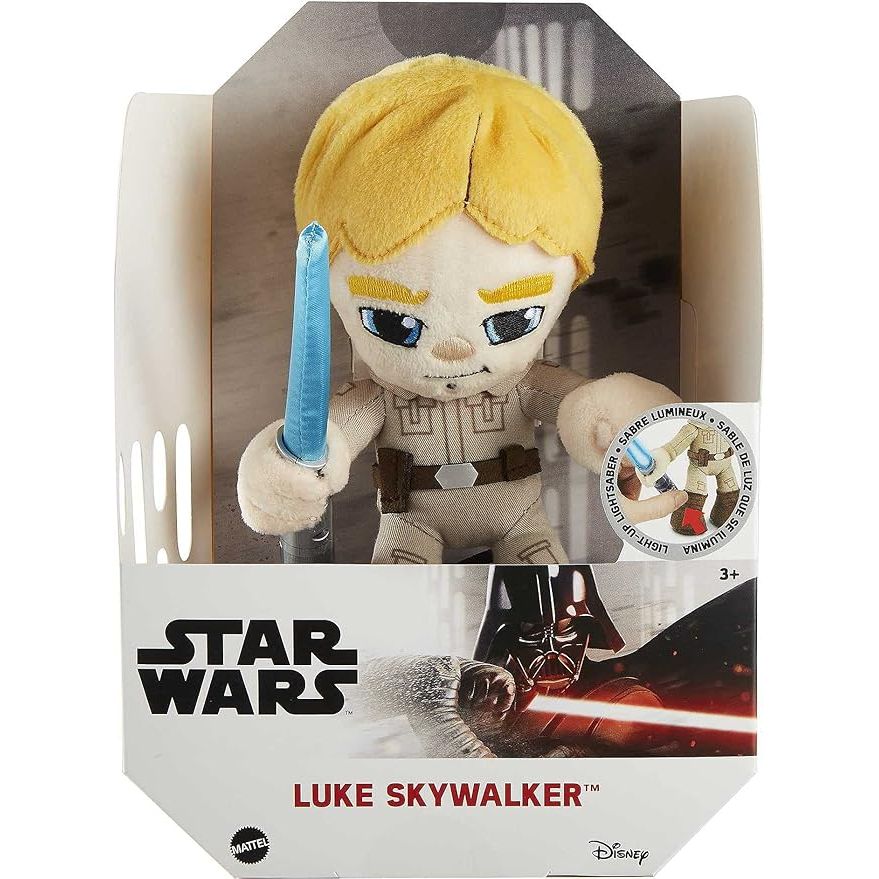 Disney Star Wars GXB32 - Luke Skywalker Plüschfigur (ca. 19 cm) mit aufleuchtendem Lichtschwert