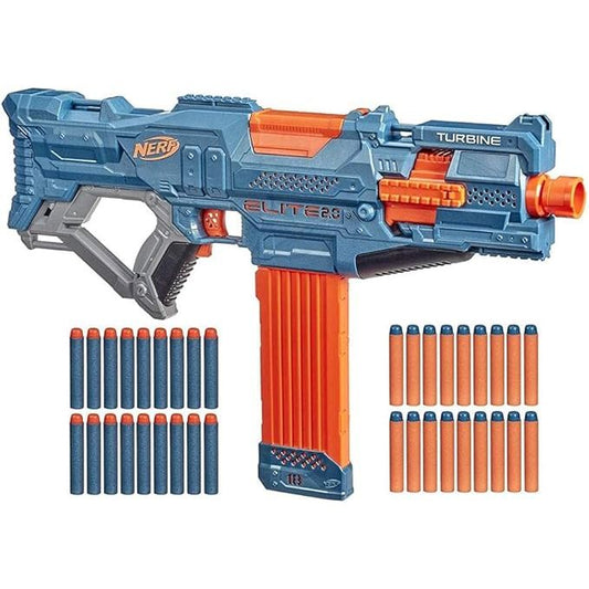 Nerf Elite 2.0 Turbine CS-18 motorisierter Blaster, 18 Nerf Darts, 18-Dart Clip-Magazin, Tactical Rails, Befestigungspunkt