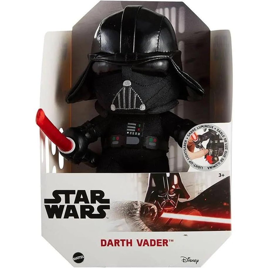 Disney Star Wars GXB31 - Darth Vader Plüschfigur (ca. 19 cm) mit aufleuchtendem Lichtschwert