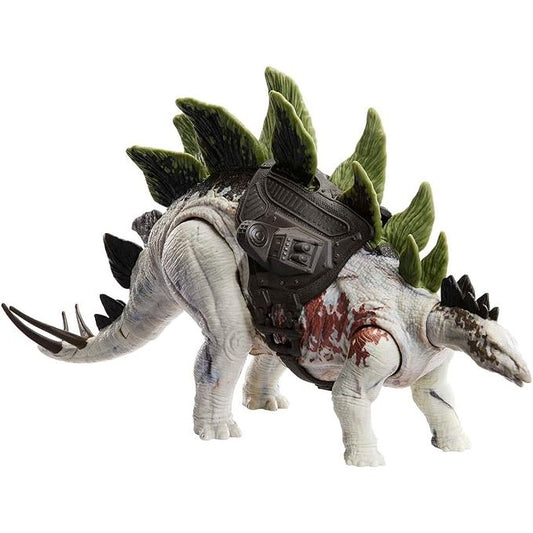 JURASSIC WORLD Gigantic Trackers Stegosaurus - Dinosaurier-Spielzeug mit 2 Angriffsbewegungen, 35 cm lang