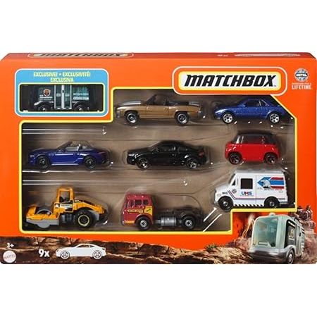 MATCHBOX Geschenkset - 9 Die-Cast-Fahrzeuge für stundenlangen Spielspaß, inklusive exklusivem Design