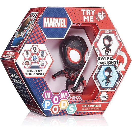 WOW! PODS Avengers Figuren - Spider Man Miles Morales Figur | Avengers Fanartikel Offizielle Marvel Legends Superhelden Leuchtende Wackelfigur | Marvel Fanartikel Sammelspielzeug