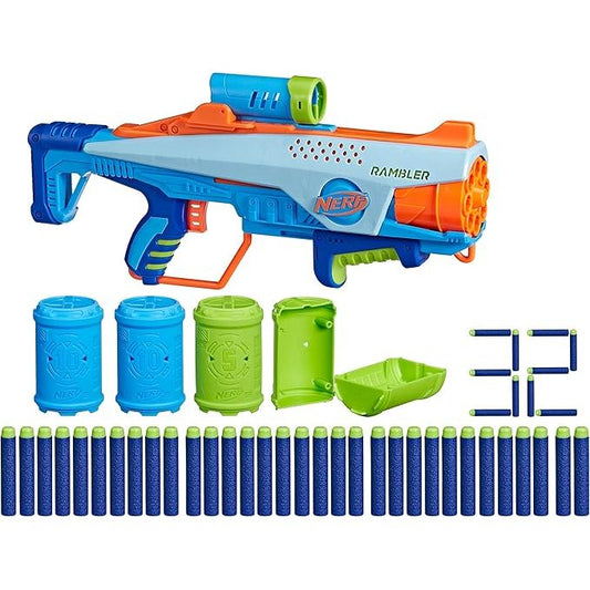 Nerf Elite Junior Rookie Pack, Easy-Play Blaster, 32 Nerf Elite Darts, 4 Ziele