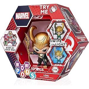 WOW! PODS Avengers Figuren - Loki Marvel Sammelfigur Avengers Fanartikel Offizielle Marvel Legends Superhelden Loki Merch Leuchtende Wackelfigur | Marvel Fanartikel Sammelspielzeug